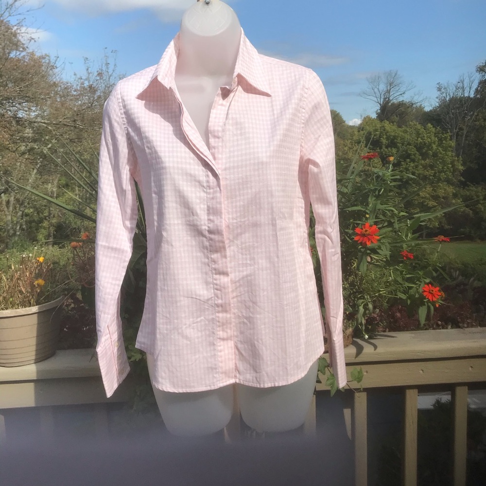 Banana Republic - Pink/white plaid blouse, Size XS